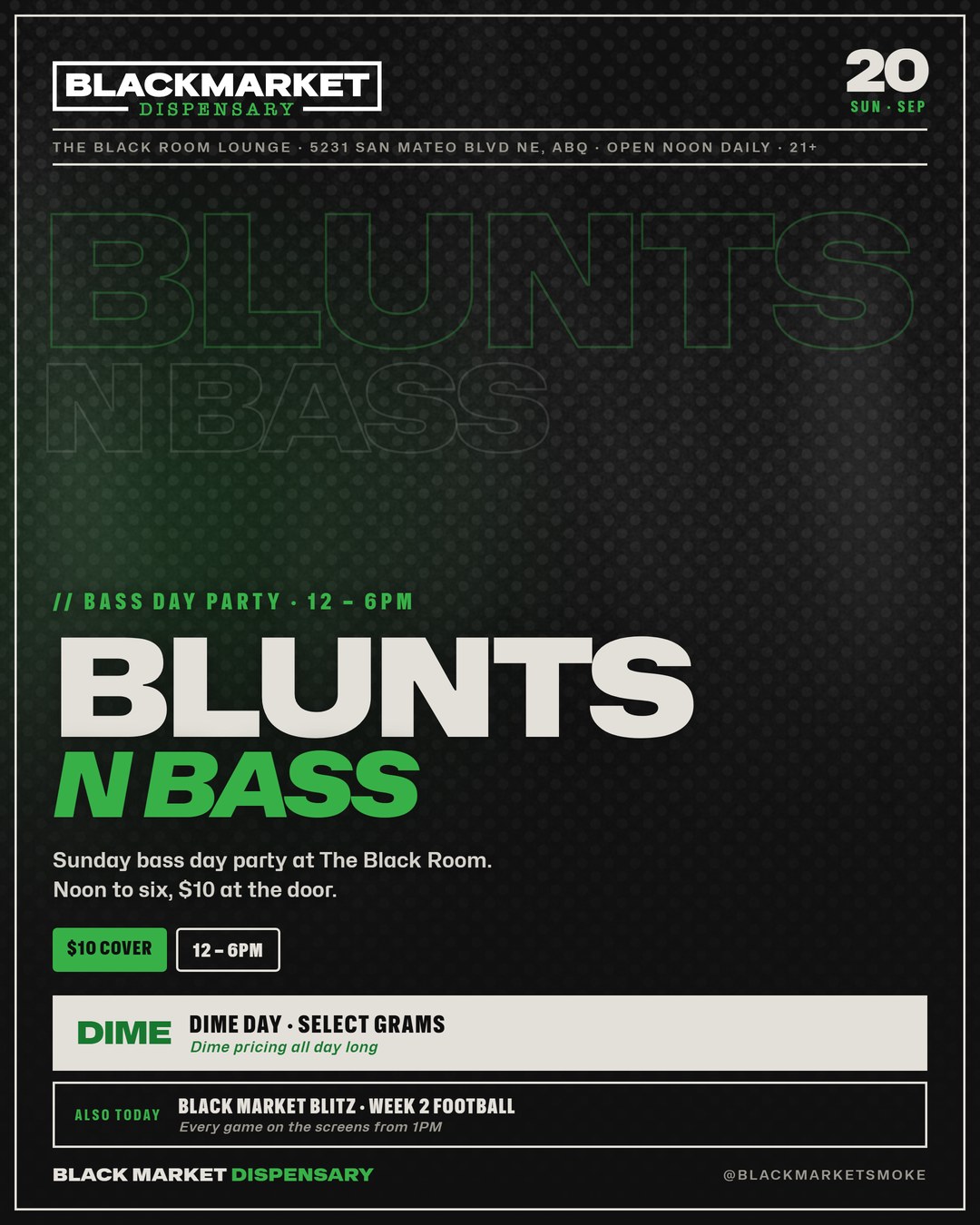 Blunts N Bass bass day party, September 20