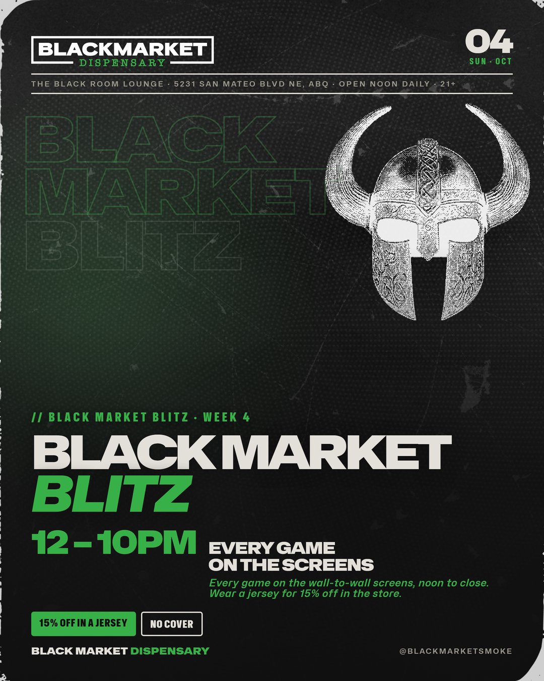 Black Market Blitz · Week 4, Sunday, October 4, 2026